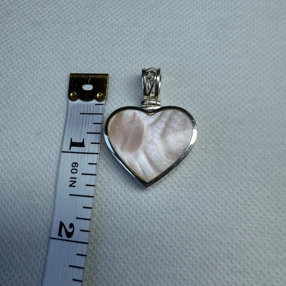 Vintage 925 Sterling Silver Pearl Heart Pendant